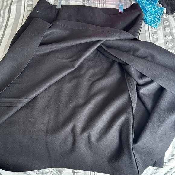 Garnet Hill Wool Cashmere Blend Black Wrap Skirt Size14 Winter - Picture 4 of 6